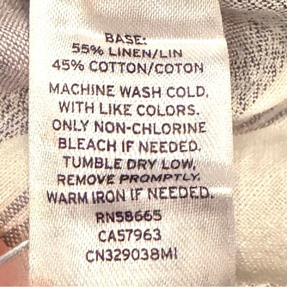 Caslon Linen Blend Sun Dress XS Gray/White Stripe Pockets Sleeveless Short Crisp - Picture 13 of 14